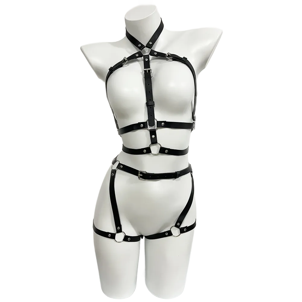 Garter Belt Set - 여성용 하네스 Pu 가죽 다리 여성