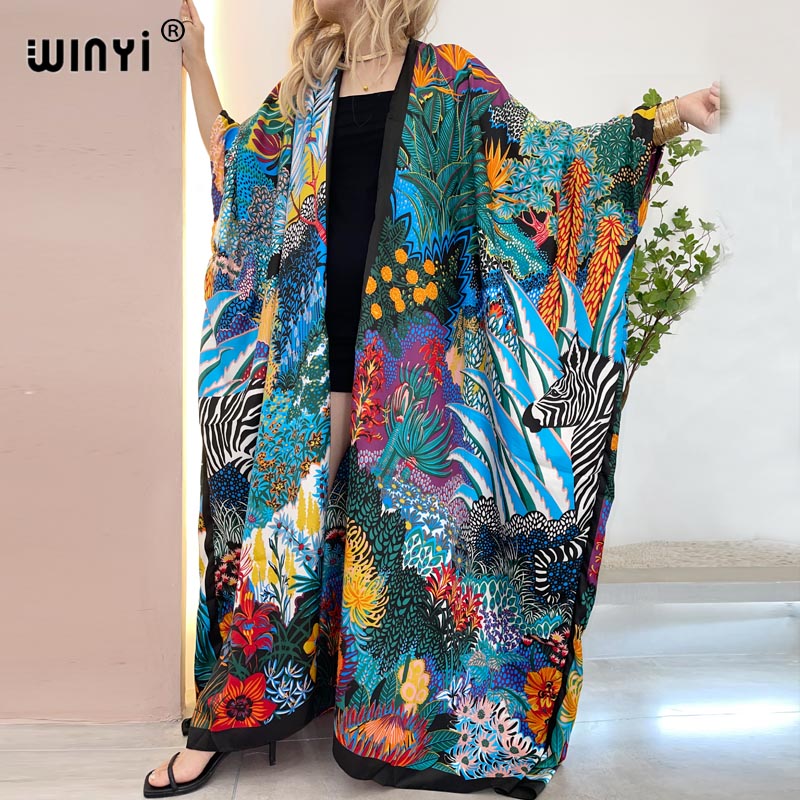 Robe Silk Women - WINYI 아프리카 중동 기모노 여성용 가디건