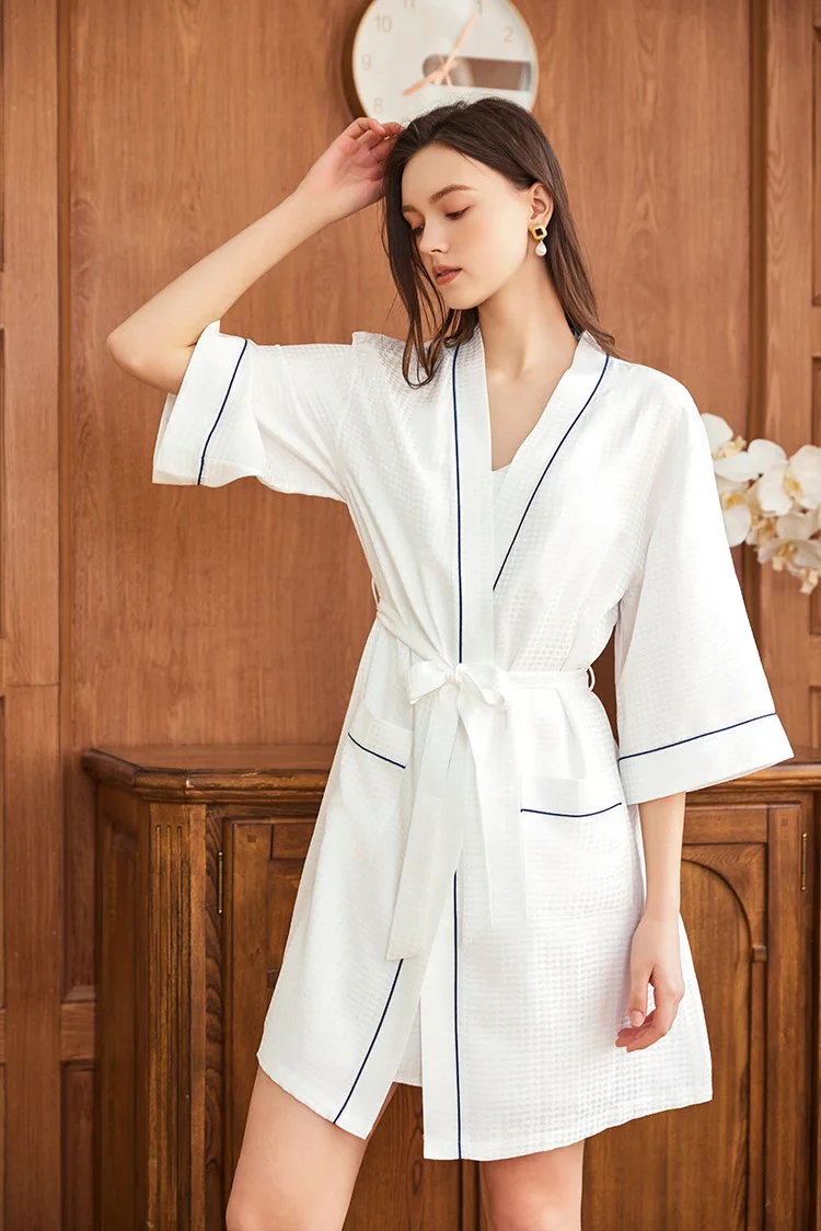 Robe Silk Women - 와플 자카드 100% 뽕나무 실크 커플