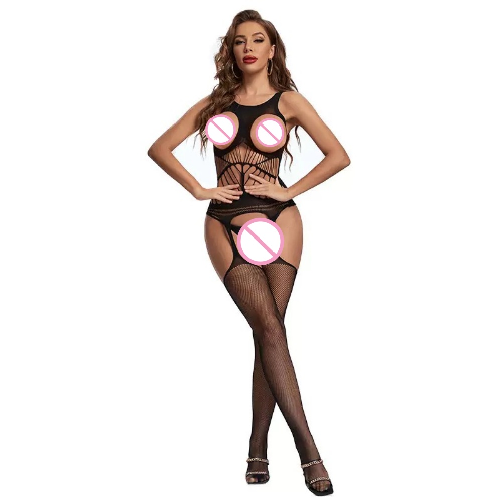 Bodystocking Fishnet - 크로치리스 바디수트 투명 바디스타킹 섹시 복장