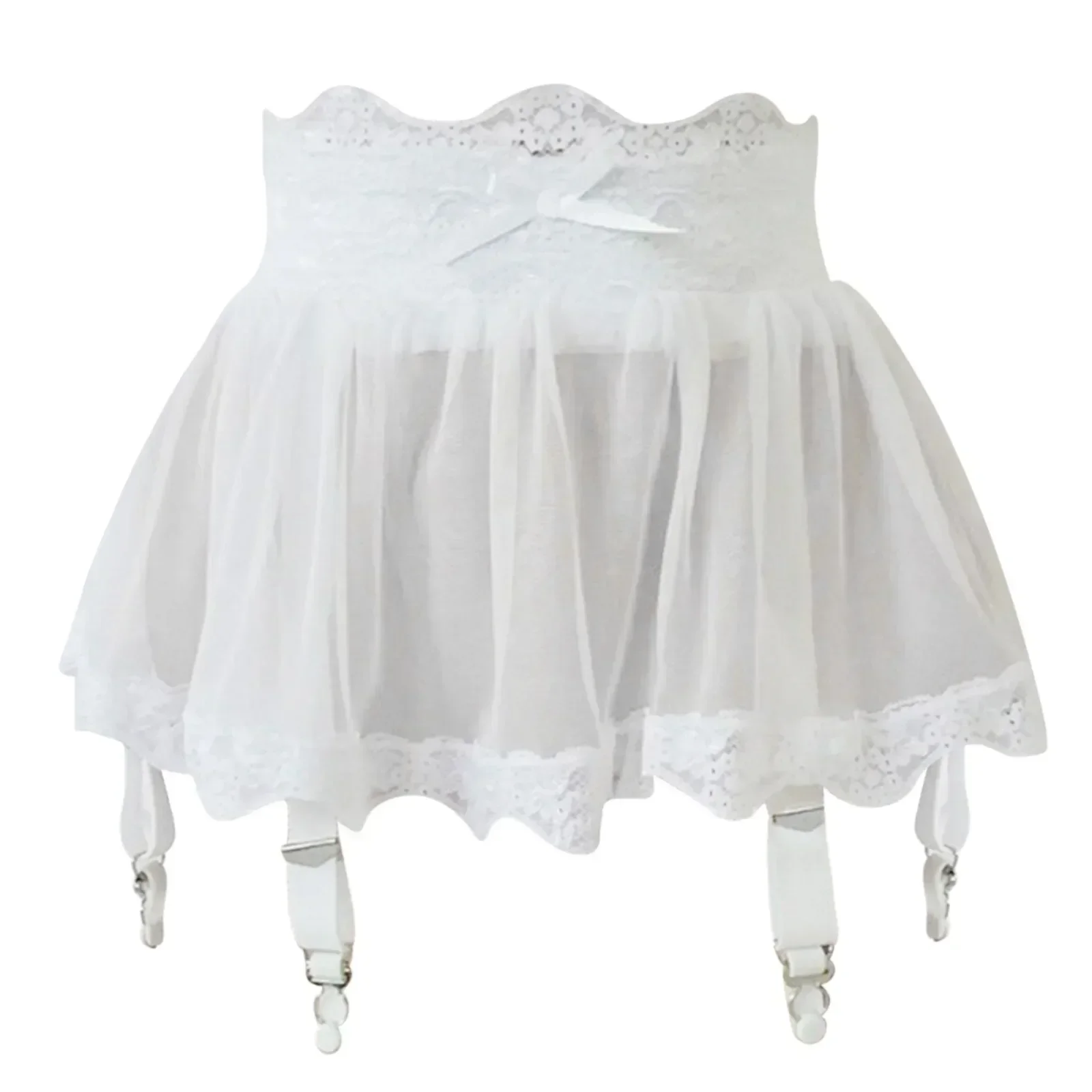 Garter Belt Set - 여성 하이웨이스트 레이스 붕대 섹시 미니스커트