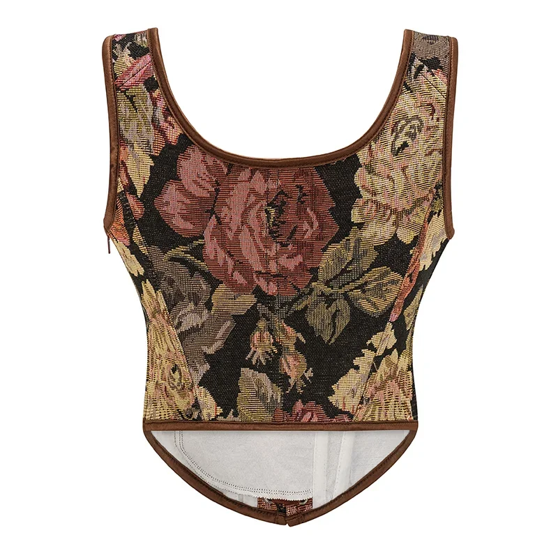 빈티지 고딕 여성 코르셋 레이스 업 지퍼 꽃 프린트 코 - Corset Waist Cinch 리뷰 및 가격