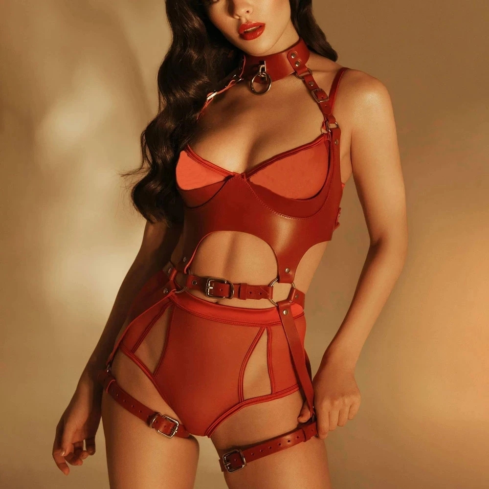 여성 패션 하네스 허리 벨트 세트 PU 가죽 하네스 허 - Garter Belt Set 리뷰 및 가격