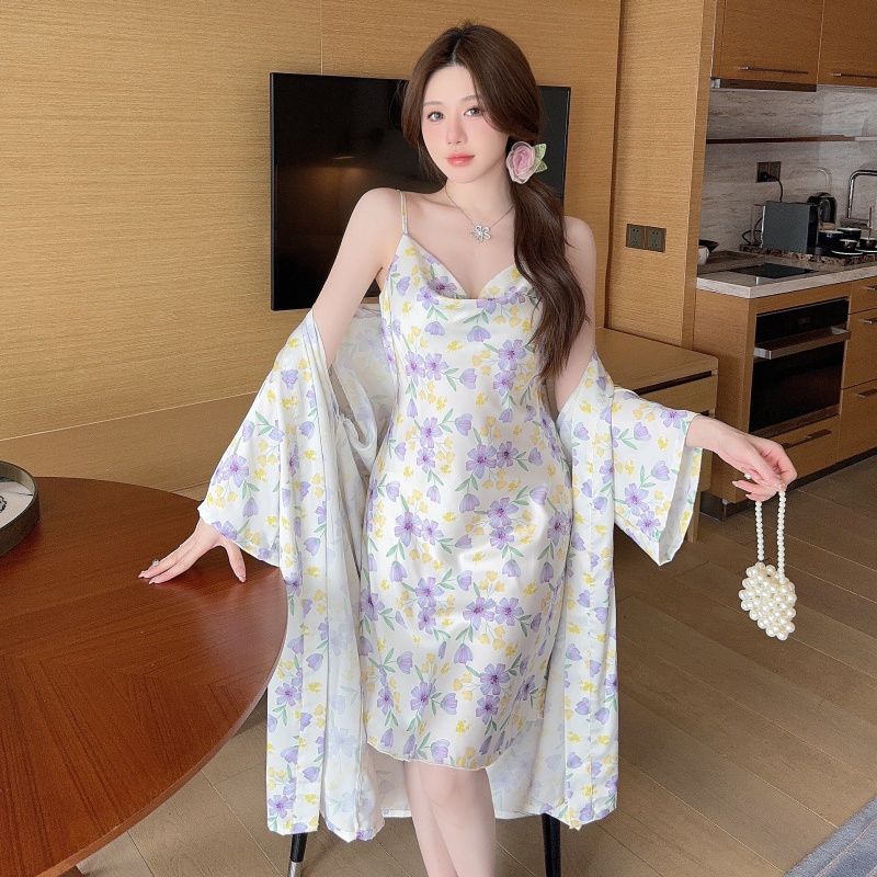 고급 프린트 스윗 윈드 라이트 럭셔리 백 스트랩 스커트 - Robe Silk Women 리뷰 및 가격