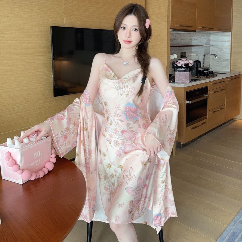 고급 프린트 스윗 윈드 라이트 럭셔리 백 스트랩 스커트 - Robe Silk Women 리뷰 및 가격