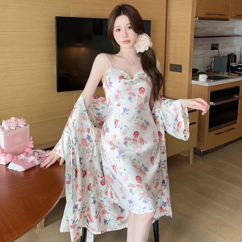 고급 프린트 스윗 윈드 라이트 럭셔리 백 스트랩 스커트 - Robe Silk Women 리뷰 및 가격