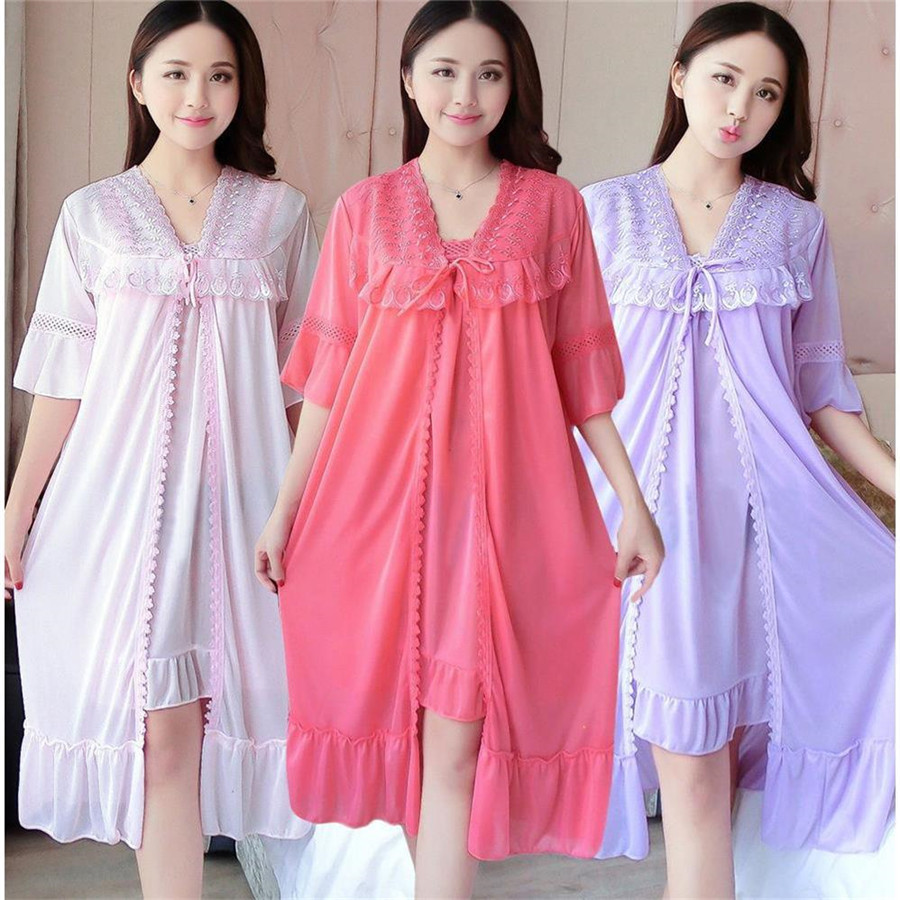 2024 섹시한 V 넥 Nightdress Sleep  - Robe Silk Women 리뷰 및 가격