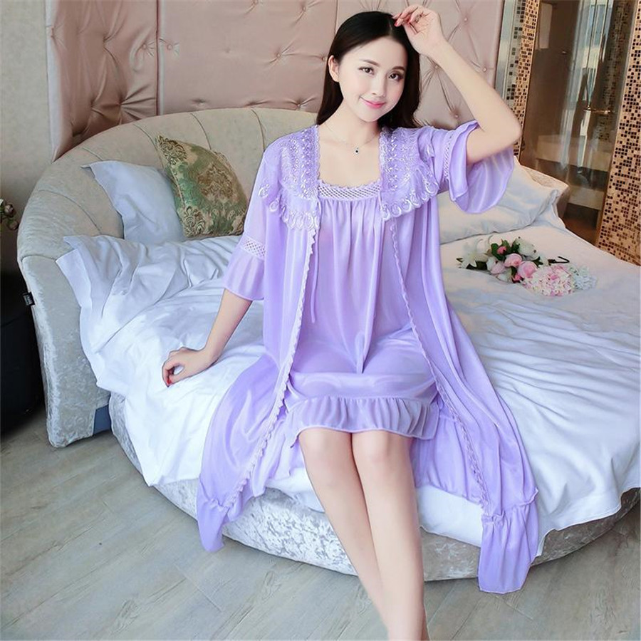 2024 섹시한 V 넥 Nightdress Sleep  - Robe Silk Women 리뷰 및 가격