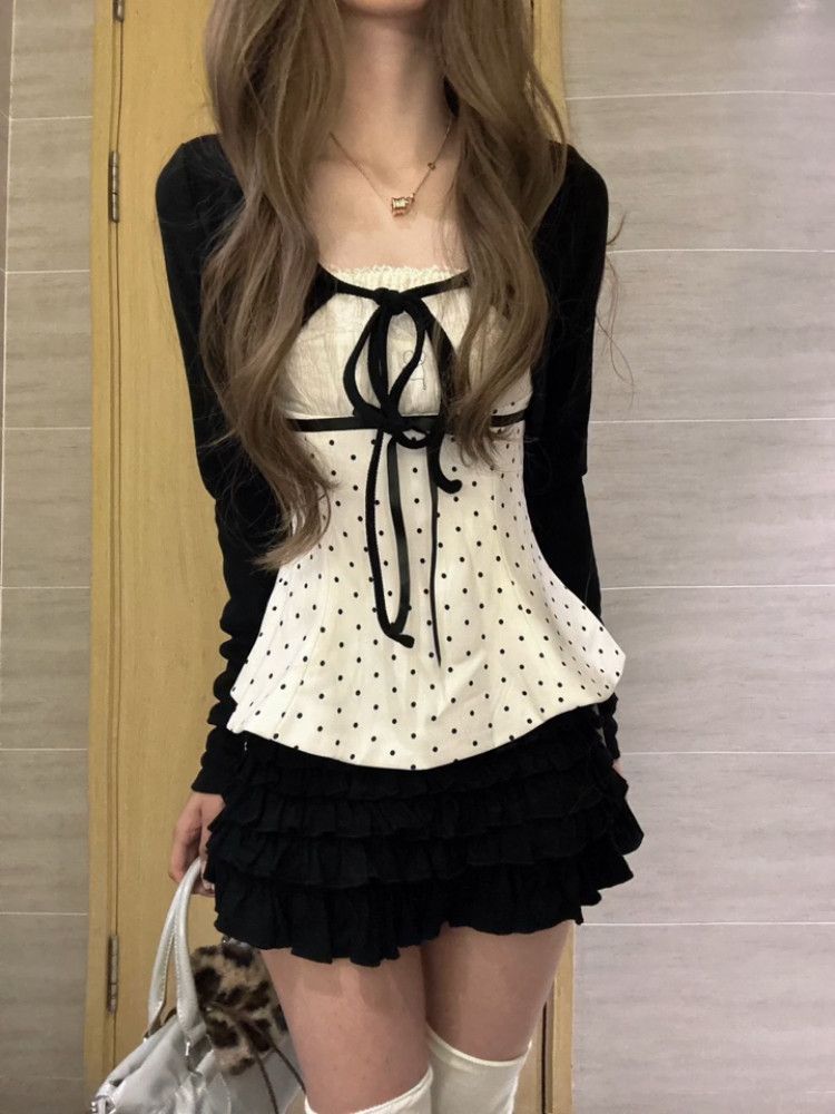 한국 패션 폴카 도트 레이스 나비넥타이 3종 세트 여성 - Cami Top Lace 리뷰 및 가격
