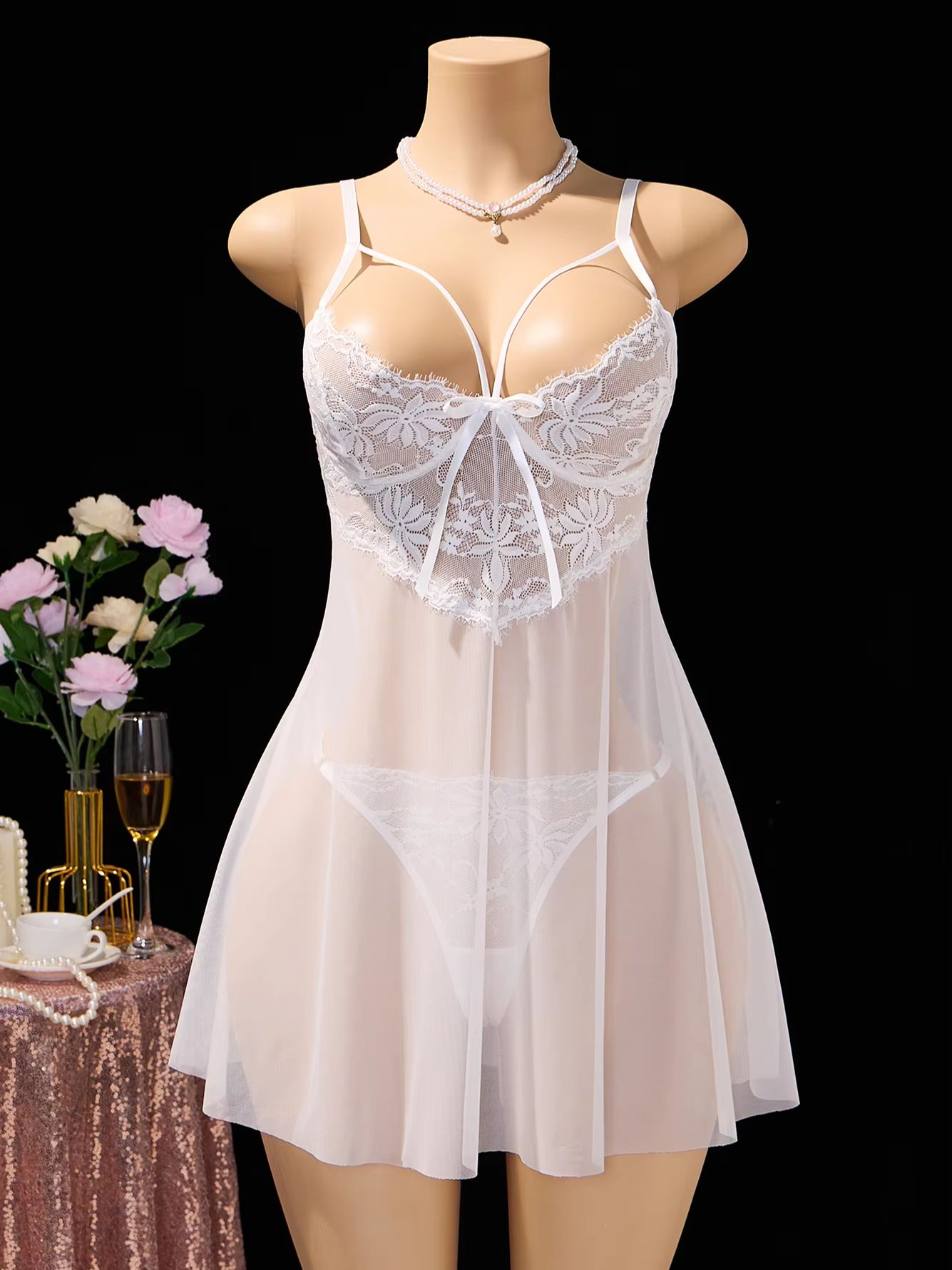 여성용 흰색 레이스 베이비돌 란제리 드레스 시스루 메쉬 - Babydoll Chemise Night 리뷰 및 가격