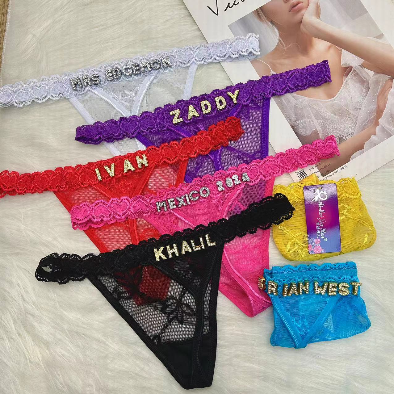 남자 친구를위한 이름으로 사용자 정의 끈 팬티 크리스탈 - Thong Bikini Women 리뷰 및 가격