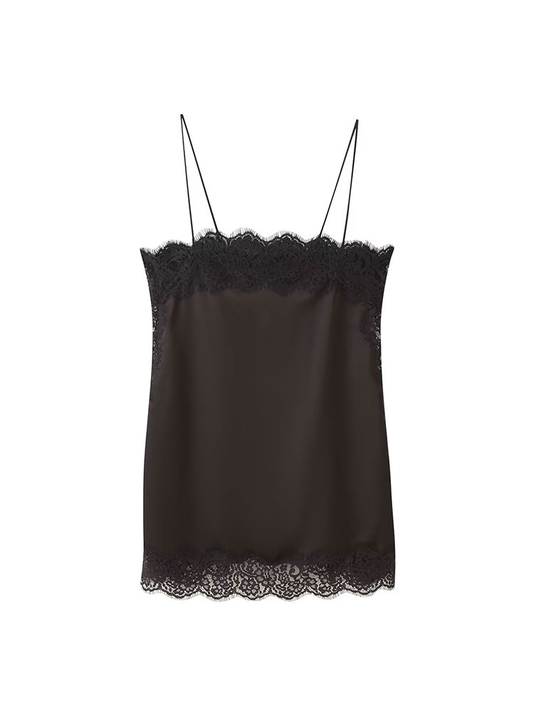 TFAFXY 빈티지 캐주얼 여성 브라운 솔리드 레이스  - Cami Top Lace 리뷰 및 가격