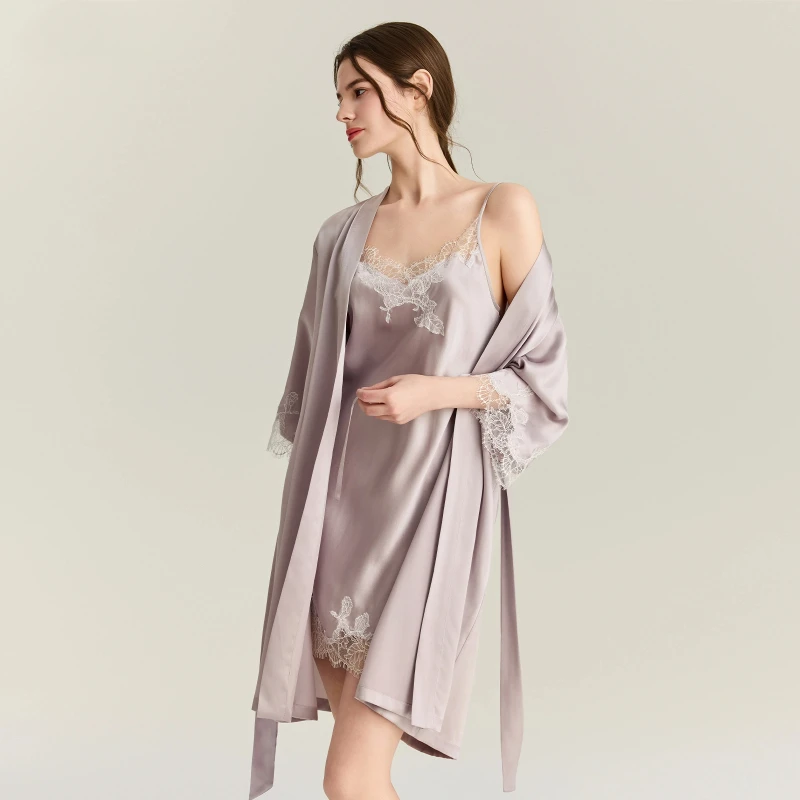 22MM 100% 뽕나무 실크 로브 가운 세트 레이스  - Robe Silk Women 리뷰 및 가격