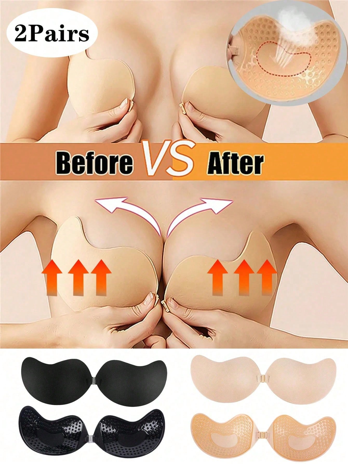 2팩 여성용 셀프 접착식 투명 스트랩리스 푸쉬업 패드  - Push Up Bra Padded 리뷰 및 가격