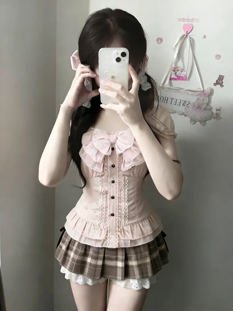 일본풍 달콤한 3종 세트 여성용 레이스 리본 블라우스  - Cami Top Lace 리뷰 및 가격